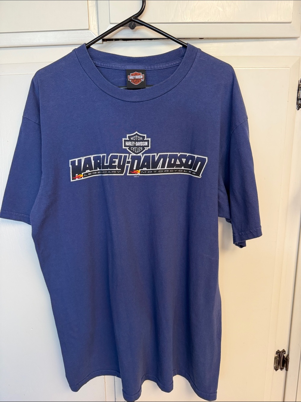 Harley-Davidson Navy Short Sleeve Logo Tee with White & Orange Accents